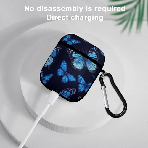 Miniatura 5 de Funda protectora de silicona compatible con Airpods 2 y 1 (hermosas mariposas, mariposas azules)