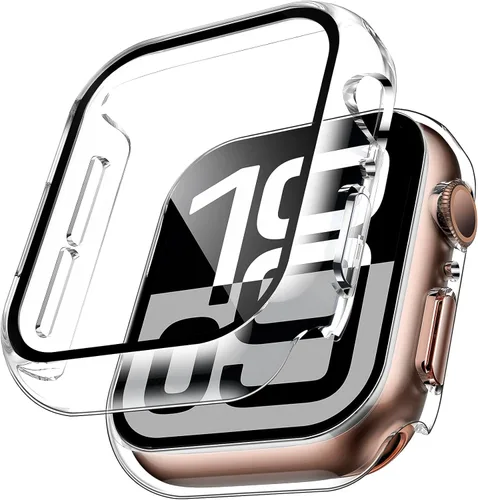 Miniatura 15 de TAURI - Juego de 2 carcasas rígidas para Apple Watch SE Series 6, 5, 4, 1.732 in (44mm), protector de pantalla integrado de cristal templado 9H, Azul