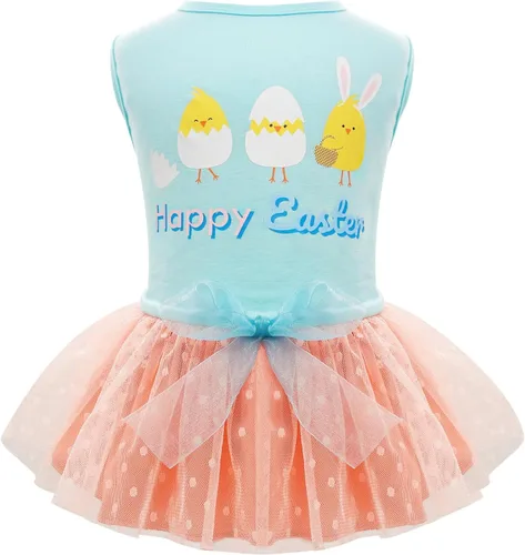 Miniatura 20 de cyeollo Vestido para perro para el día de San Valentín, ropa de vacaciones para perros con estampado de corazón, vestidos de tul para perros