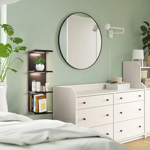 Miniatura 4 de VIWODS Estante de pared de 4 niveles con luces LED, estante flotante para decoración del hogar, estante vertical montado en la pared