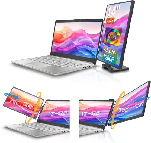 Miniatura 18 de Extensor de monitor portátil dual portátil de 14 pulgadas, 2240 x 1400 QHD IPS plegable Plug and Play segunda pantalla para viajes, trabajo, hogar