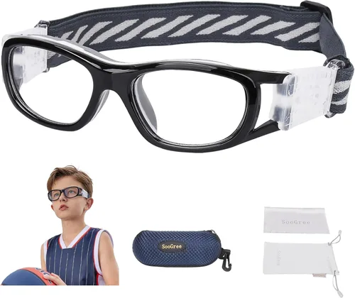 ''N/A'' Gafas deportivas para niños, baloncesto, fútbol, entrenamiento, seguras, antiniebla, 7-12 Marco Negro Gris Pad