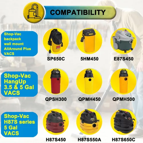 Miniatura 2 de SpaceTent Paquete de 3 filtros de cartucho de repuesto 90398 Shop Vac para la mayoría de aspiradoras húmedas/secas de 1-4 galones y aspiradora