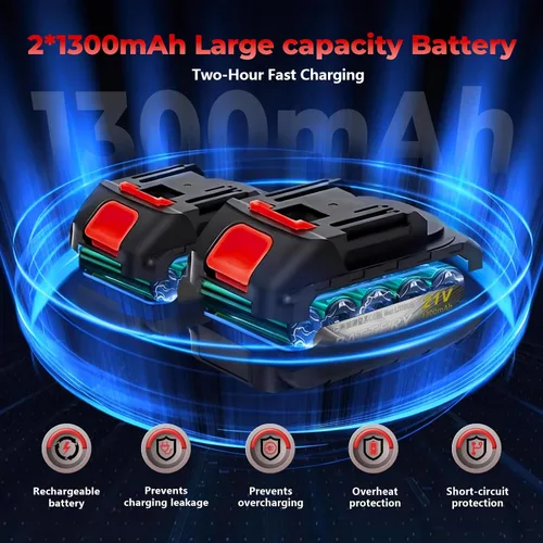 Miniatura 6 de Mini motosierra inalámbrica, 4 y 6 pulgadas motosierra eléctrica Funciona con pilas, de mano, 2 baterías y cargador, corte de madera para cortar