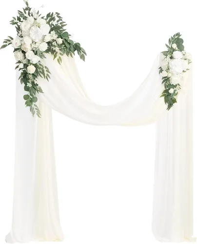 Ling's moment - Flores básicas de arco con cortinas (juego de 4) – 2 piezas de flores con 5 cortinas de arco para decoración de árbol de 5 pies x 6