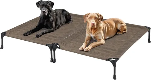 Miniatura 29 de Veehoo Outdoor Elevated Dog Bed for Large Dogs, Cooling Raised Dog Cot Off Ground Hammock Pet Beds with Breathable Mesh, No-Slip Feet, 50"x32