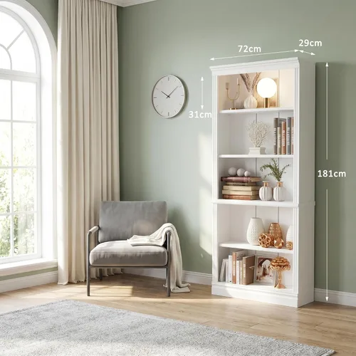 Miniatura 2 de VICTONE Estantería de 5 estantes, estante de madera, estantes de almacenamiento para libros, selección de muebles para sala de estar, dormitorio
