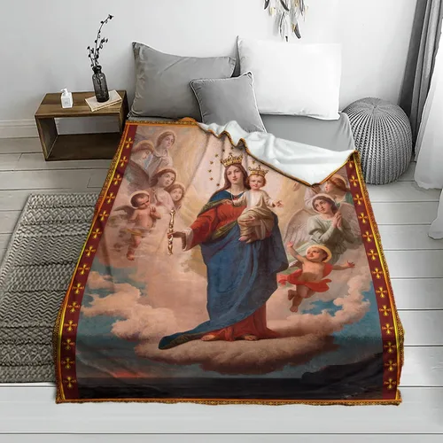 Miniatura 2 de Manta de Virgen María, regalos de Nuestra Señora de Guadalupe, manta cálida y acogedora de franela de microfibra para todas las estaciones, 51 x 59
