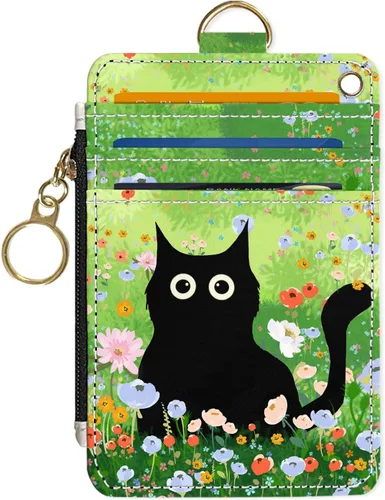 Miniatura 11 de Portafolios delgado Portafolios para tarjetas de crédito, Portafolios RFID para mujer Linda pequeña cartera de bolsillo frontal con cremallera