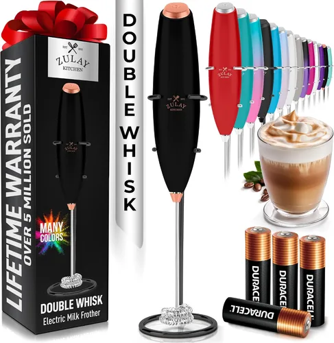 Miniatura 41 de Zulay Kitchen Espumador de leche de mano con pilas Duracell AA – Mezclador eléctrico ultrarrápido y creador de espuma, mezclador de bebidas fácil