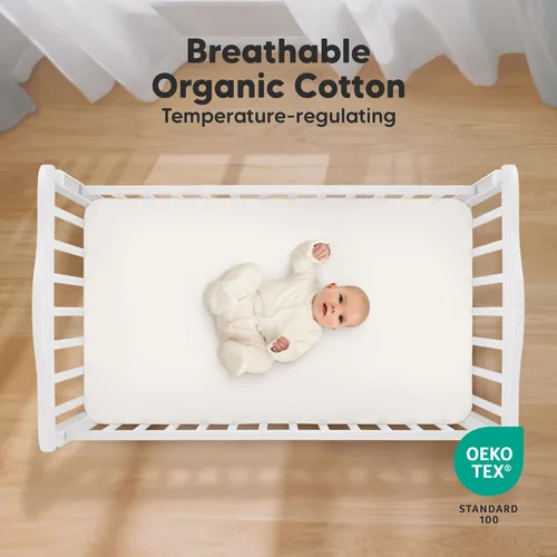 Miniatura 3 de KeaBabies - Juego de 2 sábanas orgánicas, unisex, suaves, 52 x 28 pulgadas, diseño neutro, de algodón jersey transpirable, con estampados adorables