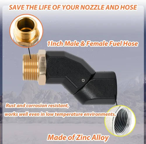 Miniatura 3 de 1" NPT, 2PCS Manguera de Combustible Giratoria 360 Conector giratorio para Bomba de Transferencia de Combustible (negro)