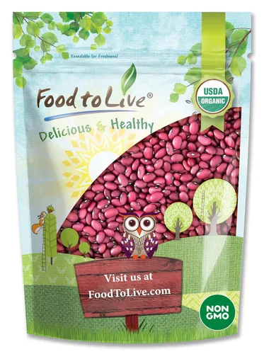 Food to Live Frijoles rojos pequeños orgánicos, 5 libras, sin OMG, kosher, vegano, seco, crudo, germinable, no irradiado, vegano, a granel, producto