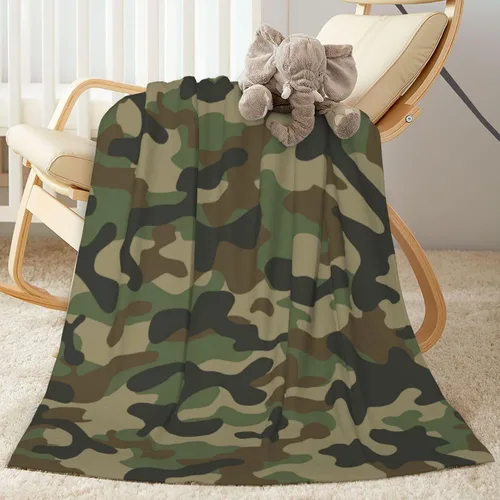 Manta de forro polar de camuflaje militar, ultra suave, acogedora, manta de franela decorativa de camuflaje militar para el hogar, cama, sofá,