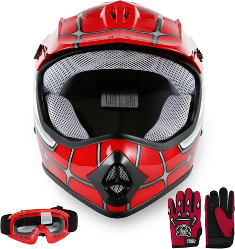 SLMOTO Casco Aprobado por DOT para Jóvenes Niños Casco Todoterreno Casco de Calle Casco de Motocicleta Casco de Bicicleta de Tierra Motocross ATV