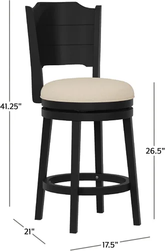 Miniatura 3 de Hillsdale Clarion - Taburete de Altura Giratoria de Madera para Barra, Negro