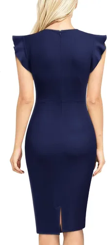 Miniatura 2 de Miusol vestido de cóctel con volantes, estilo clásico, para mujer