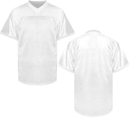 MESOSPERO Camisetas de fútbol en blanco para hombre, camisa de fútbol lisa de poliéster de malla, ropa deportiva S-3XL, negro, blanco, gris