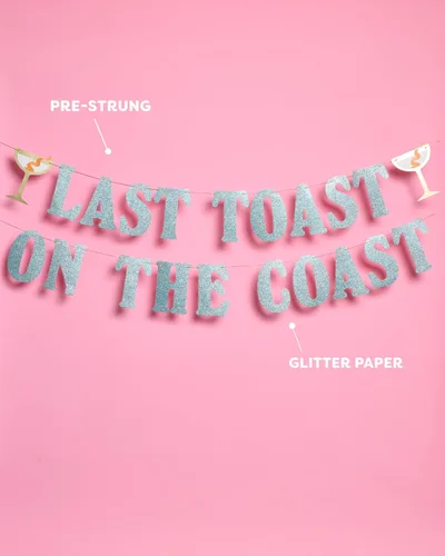 Miniatura 4 de xo, Fetti Cartel con purpurina azul de Last Toast on the Coast – 5 pies Decoración de fiesta de despedida de soltera en la playa, recuerdo náutico