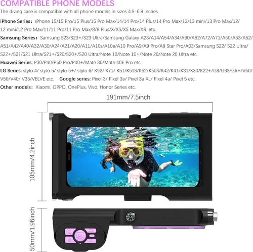 Miniatura 4 de ShellBox Case Funda de buceo de 3ª generación para Samsung Galaxy y iPhone Series, teléfonos universales [4.9-6.9 pulgadas], buceo de 49.2 ft/50