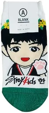Miniatura 3 de Calcetines de personajes de dibujos animados Kpop StrayKids para mujer, fabricados en Corea, Blanco