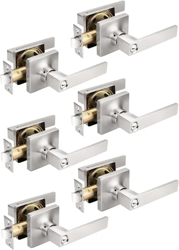 Mengico Paquete de 1 manija de puerta de paso interior negro mate, mango resistente sin bloqueo para puertas de armario y pasillo, reversible para