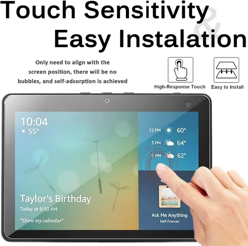 Miniatura 6 de Miimall Protector de pantalla compatible con Echo Show 10, película de vidrio templado, HD, transparente, duro, antiarañazos, ultrafino