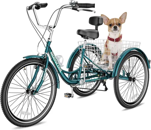 Miniatura 16 de NAIZEA Adult Tricycle, 7 Speed Three Wheel Cruiser Bike, 20/24/26 inch Adult Trikes 3 Wheel Bikes with Large Basket for Seniors, Adults, Women, Men
