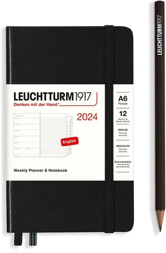Miniatura 25 de LEUCHTTURM1917 - Agenda semanal y cuaderno 2024 con folleto adicional, tapa dura, composición (B5), verde (1 de enero - 31 de diciembre de 2024)