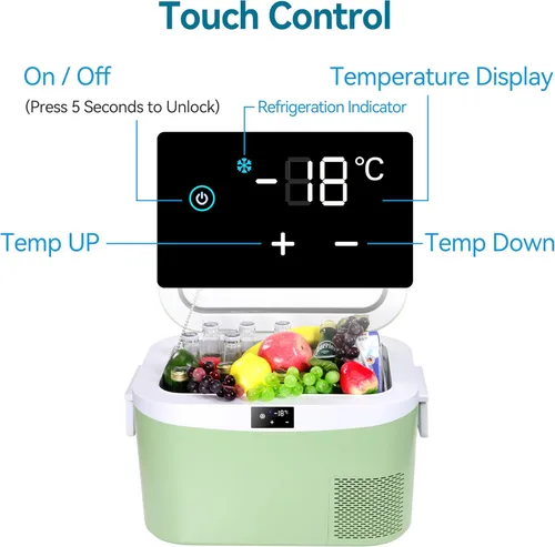 Miniatura 5 de Megiu Refrigerador portátil de 12 voltios, congelador de automóvil de 13.5 cuartos de galón (12.8 litros), enfriador de compresor 12V/24V CC 110~240