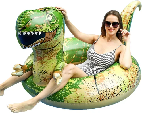 FindUWill Flotadores inflables de piscina de dinosaurio de 62 pulgadas, flotadores inflables de piscina, flotadores de tubo para piscina, juguetes