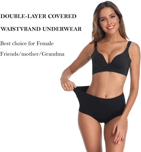 Miniatura 4 de OUENZ - Ropa interior de algodón para mujer, transpirable, lisa, cómoda, calzón suave de cintura alta