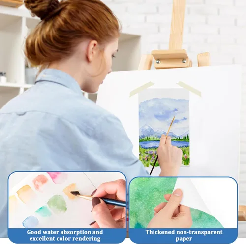 Miniatura 5 de Tlenpo Bloc de papel de acuarela, 8.5 x 5.5 pulgadas, 140 libras/10.58 oz/m², 30 hojas de prensa en frío sin ácidos, papel de pintura de dibujo