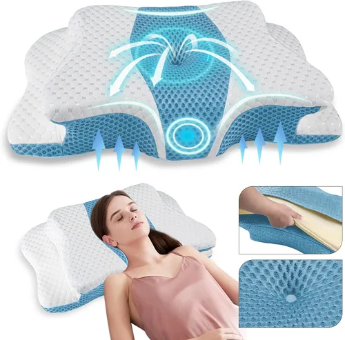 Miniatura 7 de Almohada Cervical para Alivio del Dolor y Soporte del Cuello, Almohada Ergonómica Ajustable para Dormir Cómodamente, Almohadas Ortopédicas de Espuma