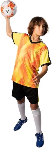 Miniatura 8 de PAIRFORMANCE Conjunto de camisetas de fútbol para niños y niñas de 6 a 12 años de edad, camisetas y pantalones cortos de fútbol para interiores