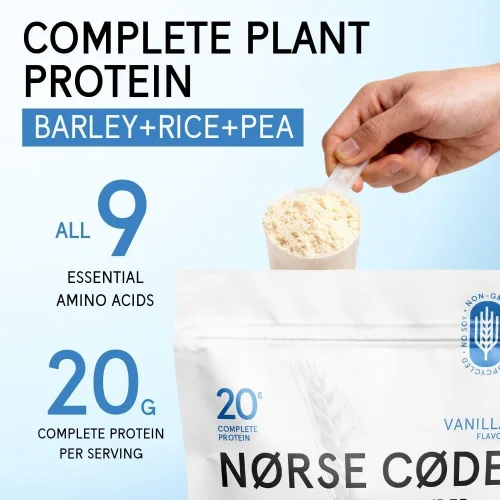 Miniatura 3 de Proteína de cebada en polvo a base de plantas de vainilla, deliciosa y suave mezcla completa de proteínas veganas de 0.71 oz, proteína de guisante