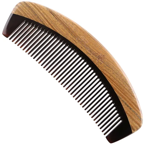 Breezelike Peine para el cabello – Peine de dientes finos de madera para mujeres, hombres y niños – Peine de cuerno de búfalo de sándalo sin estática