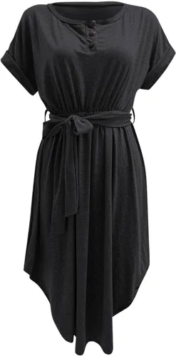 Miniatura 2 de Minivestidos para mujer, 2024, primavera, verano, casual, cómodo, cuello redondo, manga corta, vestido de playa liso básico de moda