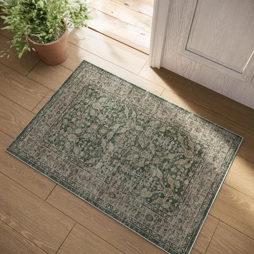 Miniatura 89 de Tapete largo lavable para pasillo o cocina: 2 x 6 pies, con respaldo antideslizante, de pelo corto, suave, para entrada, interiores, pasillos, Verde