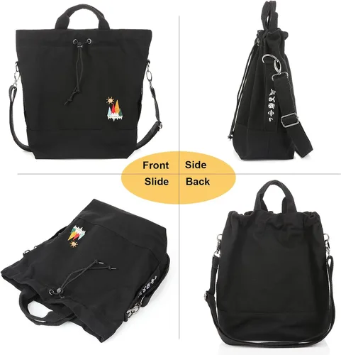 Miniatura 7 de Bolso de mano de lona para mujer, bolso de hombro informal, bolso de trabajo, bolso cruzado con bordado de sol