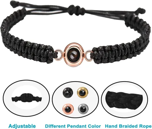 Miniatura 3 de Pulsera de fotos personalizada, pulsera de proyección de fotos, pulseras circulares de fotos con imagen en el interior, pulsera trenzada