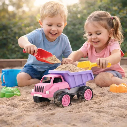 Miniatura 6 de Liberty Imports Camión volquete grande de plástico en color rosa para niños pequeños y niñas – Volquete inclinable grande, vehículo de juguete