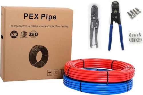 Miniatura 12 de Tubería Pex-b de 1/2 pulgada (2 x 75 pies = 150 pies, roja y azul), kit de bricolaje con accesorios, accesorio de engarzado, herramienta