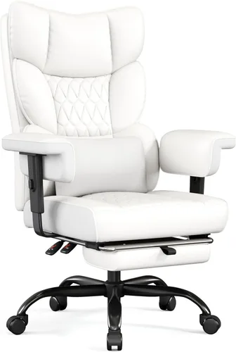Misolant Silla de oficina grande y alta con reposapiés, silla de escritorio ejecutiva de respaldo alto con reposabrazos de elevación ajustable,