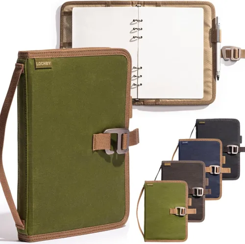 Miniatura 13 de LOCHBY® Carpeta Field A5 Cubierta de carpeta de 6 anillas Lona encerada resistente al agua Diseño plano Sistema A5 apto para recargar