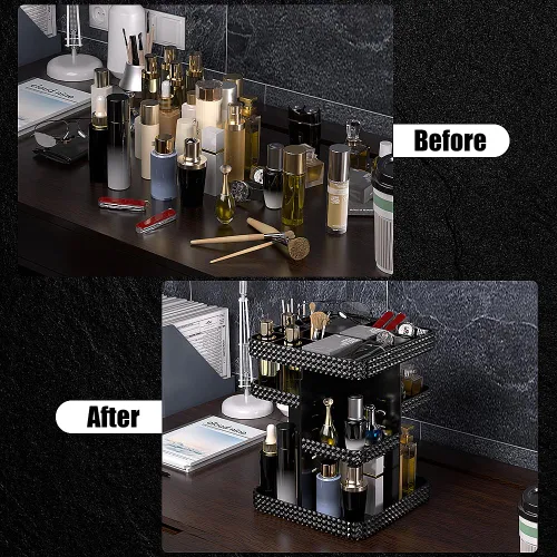 Miniatura 7 de Organizador de maquillaje giratorio de 360°, organizador de perfumes de gran capacidad, almacenamiento de cosméticos, tocador, encimera, se adapta a