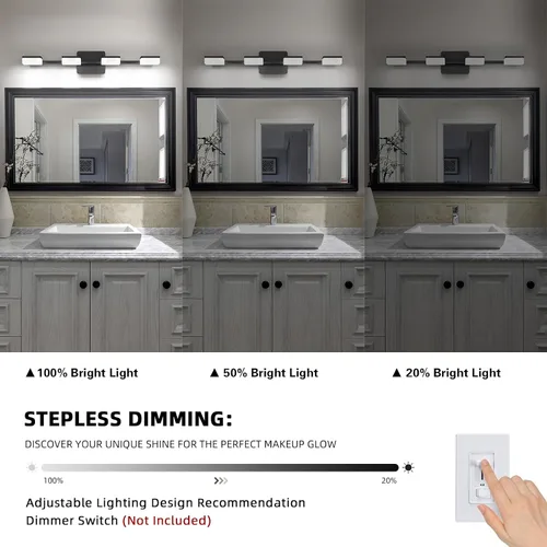 Miniatura 7 de 4 lámparas de acrílico para baño, moderna lámpara negra para tocador de baño, accesorios de iluminación de pared negro mate sobre el espejo, luz LED