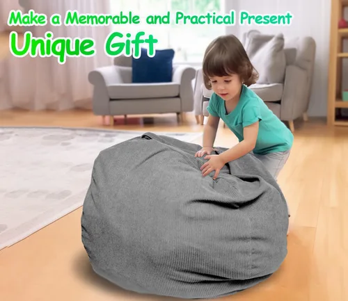 Miniatura 6 de Stuffed Animal Bean Bag Storage Chair Cover (No Filler) Soft Washable Stuffable Removable Premium Organizing Plush Toys Comfortable Organizer Keep