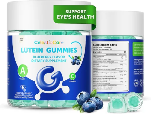Miniatura 8 de Vitaminas oculares de luteína y zeaxantina, gomitas de arándano, astaxantina, vitaminas oculares para niños y adultos y apoyo de luz azul, salud