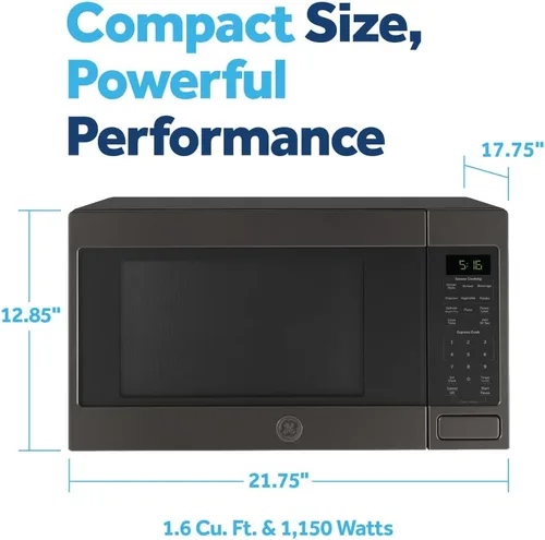 Miniatura 2 de Horno microondas de GE para encimera, capacidad de 1,150 vatios, 1.6 pies cúbicos, 8 ajustes de cocción automáticos, tecnología de bloqueo